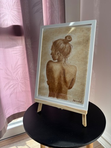 Coffee Painting, Girls back, Painting Jelena Malešević