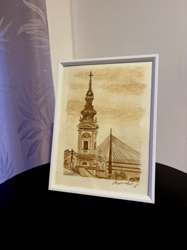 Coffee painting, Belgrade Symbols in Coffee, Painting Jelena Malešević
