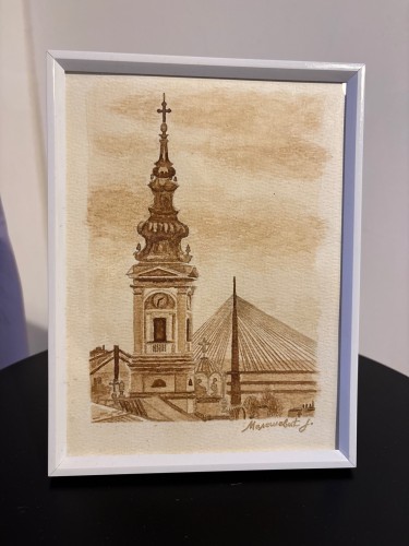 Coffee painting, Belgrade Symbols in Coffee, Painting Jelena Malešević