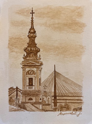 Coffee painting, Belgrade Symbols in Coffee, Painting Jelena Malešević