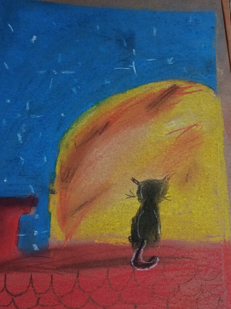 The Cat and the Moon, Painting Danijel  Vasic