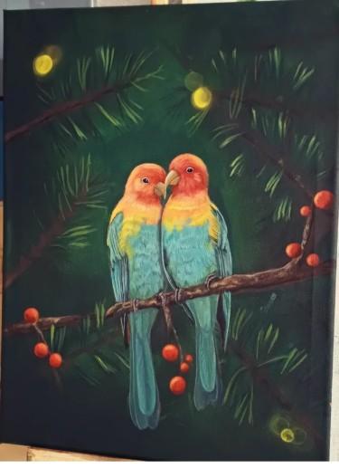Colorful parrots, Painting Hana Hrustić