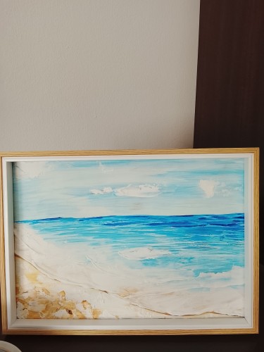 Minimalist seascape Azure and Gold, Painting Nathan