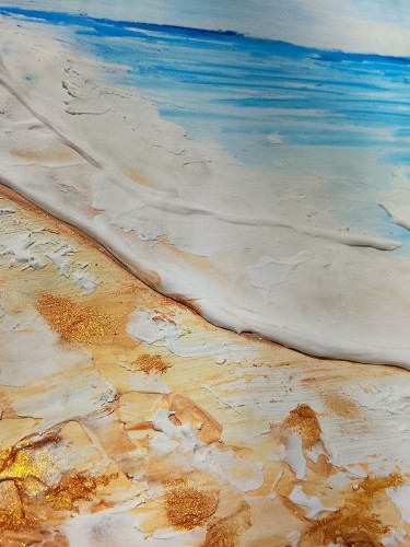 Minimalist seascape Azure and Gold, Painting Nathan