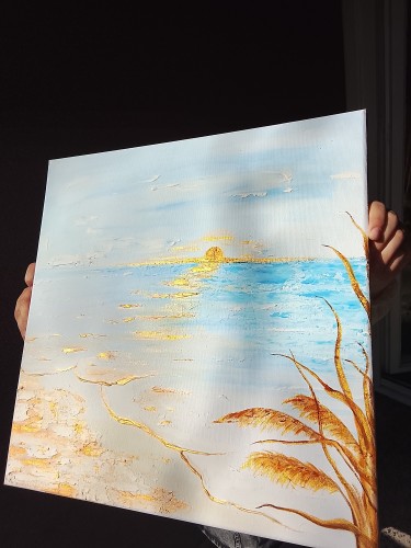 Whisper of the Golden Coast – 40x40 cm, Painting Nathan