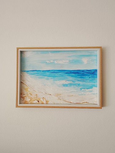 Minimalist seascape Azure and Gold, Painting Nathan