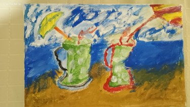 Two iced teas on the beach, Painting Dejan Nestorov