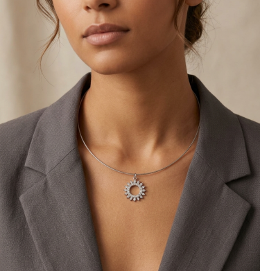 Minimalist necklace with Sun zircon pendant