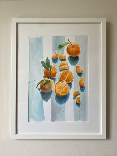 Peeled tangerine in the morning sun