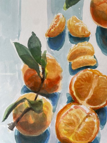 Peeled tangerine in the morning sun, Painting Marko Kraguljac