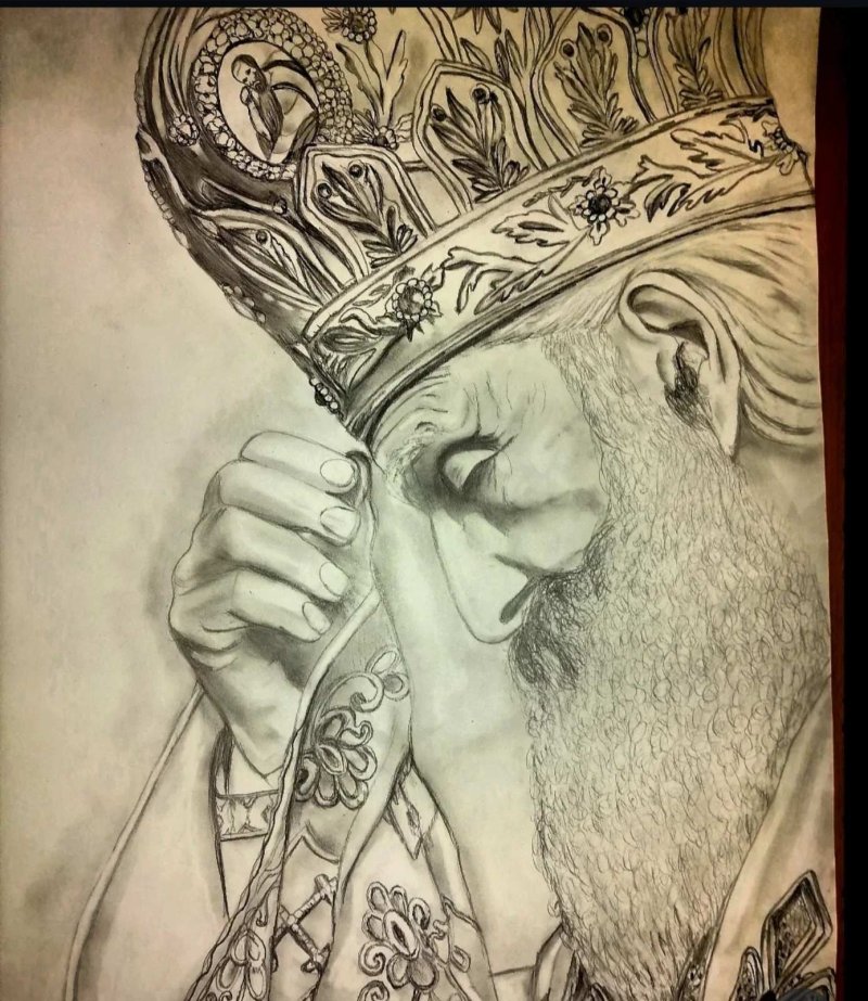 Portrait of Patriarch Pavle, Drawing Ana Markovic