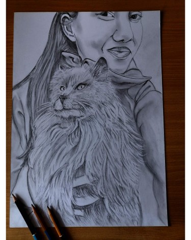 In Room: girl with her cat