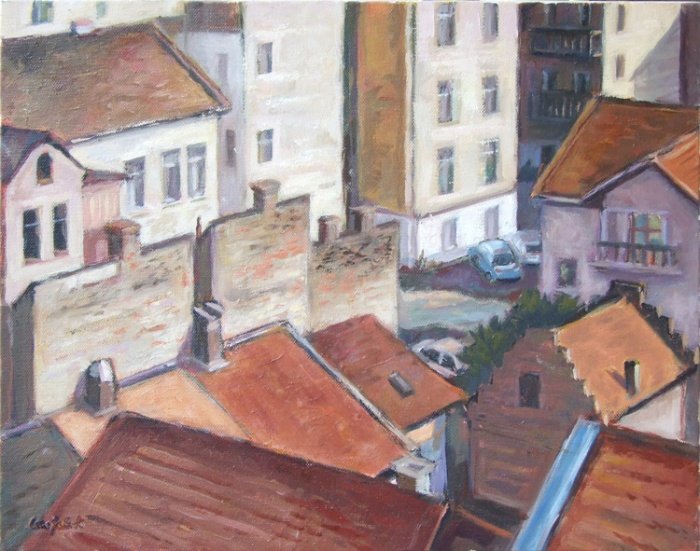 Belgrade, The Roofs of Savamala, Painting Stojović Zoran