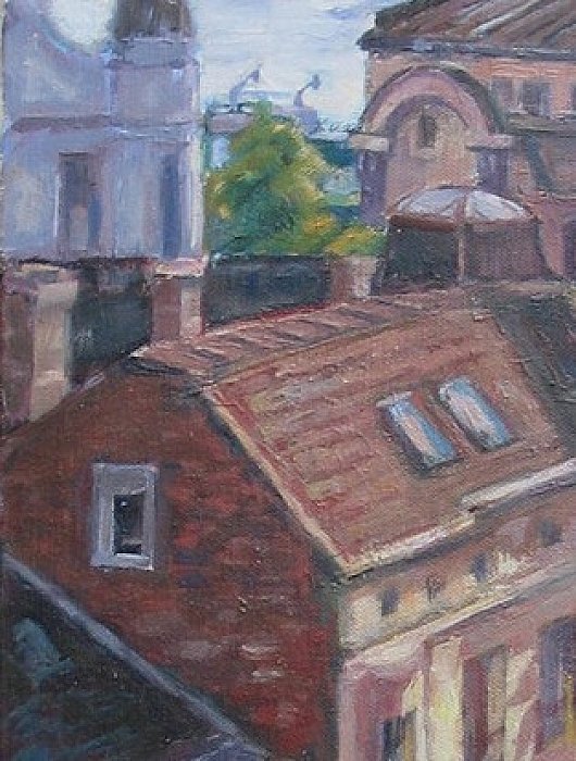 The Roofs of Savamala, Belgrade, Painting Stojović Zoran