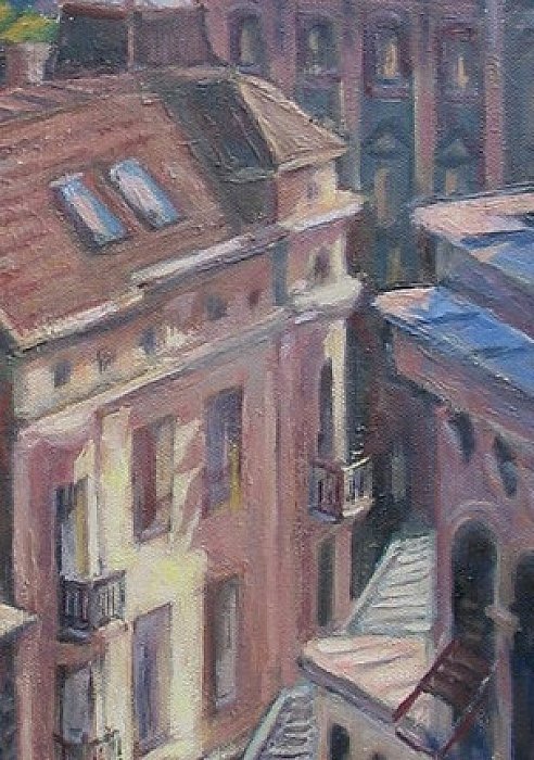 The Roofs of Savamala, Belgrade, Painting Stojović Zoran