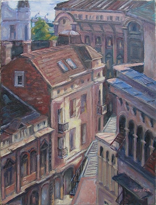 The Roofs of Savamala, Belgrade, Painting Stojović Zoran