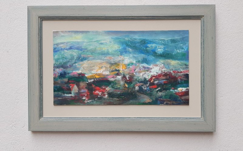 Above the village, near the niht, Painting Dimitrijević Jadranka
