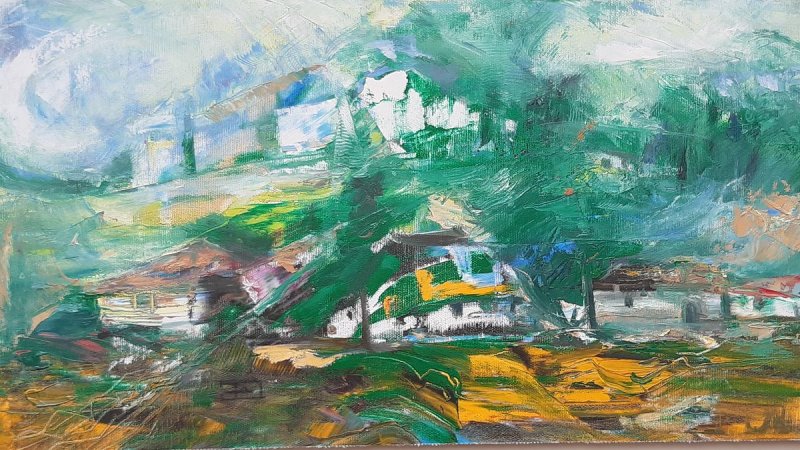 Above the village, within reach of day, Painting Dimitrijević Jadranka