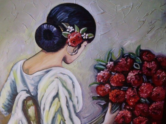 Autoportret sa bozurima, Painting Velickovic Snezana