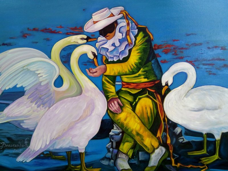 SNIZENO Dobar vetar ,bele ptice moje mladosti, Painting Velickovic Snezana