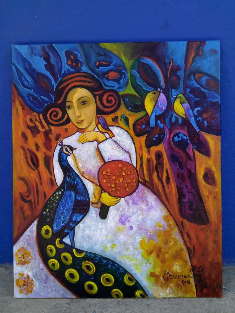 Paun se zali Junoni, Painting Velickovic Snezana