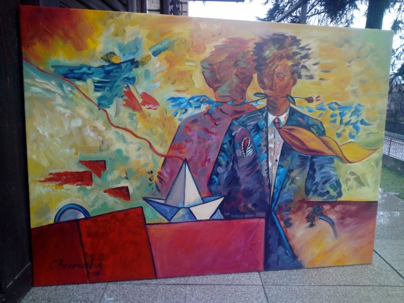 ,,Dzentlmen s ruzom`, Painting Velickovic Snezana