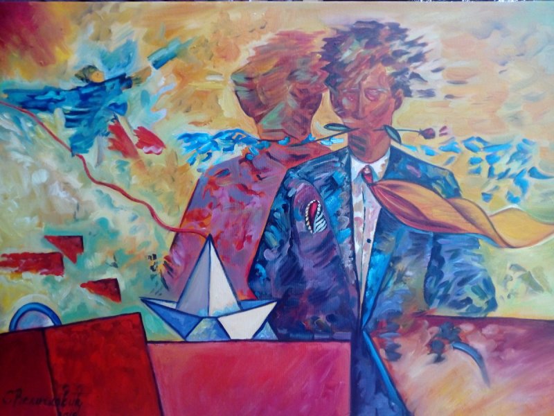 ,,Dzentlmen s ruzom`, Painting Velickovic Snezana