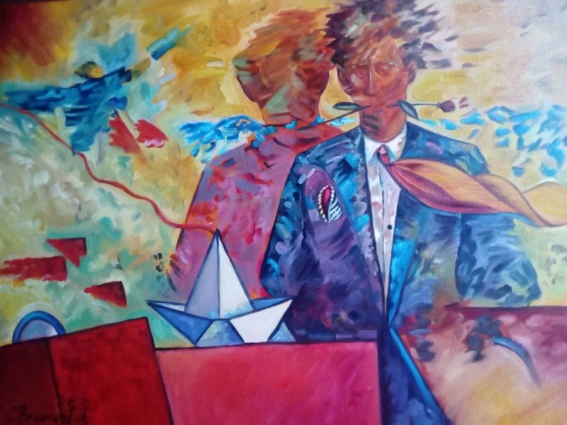 ,,Dzentlmen s ruzom`, Painting Velickovic Snezana