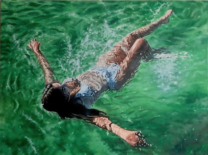 Girl in the sea, Painting Mesaroš Joži