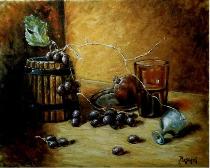 Still Life with Fruits, Painting Mesaroš Joži