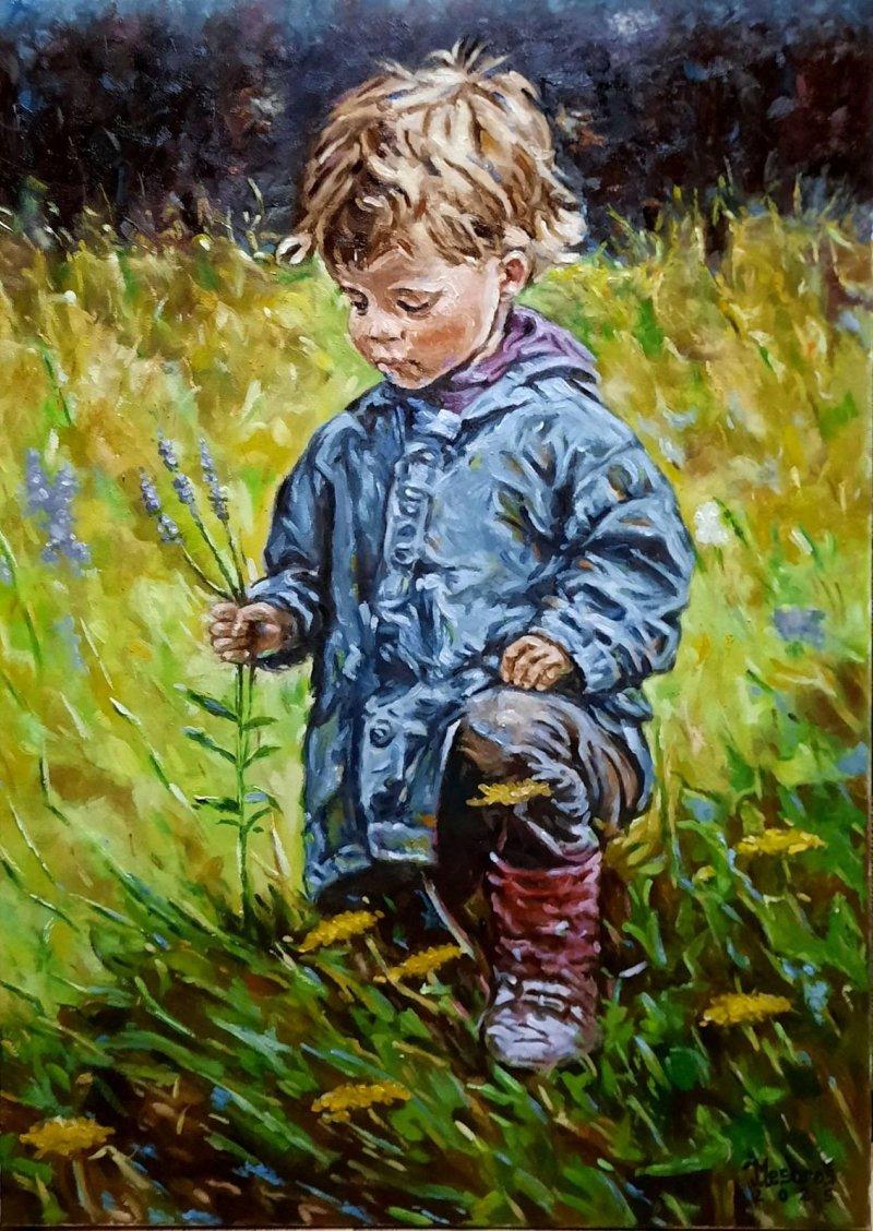 The boy in the field, Painting Mesaroš Joži