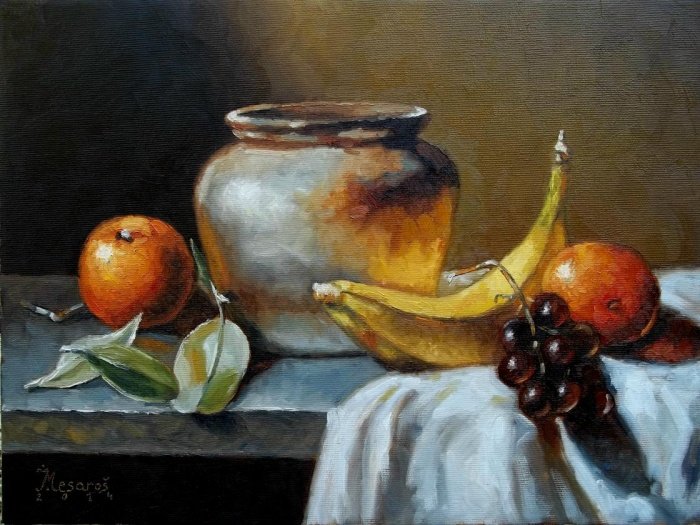 Fruits and Confit Pot, Painting Mesaroš Joži