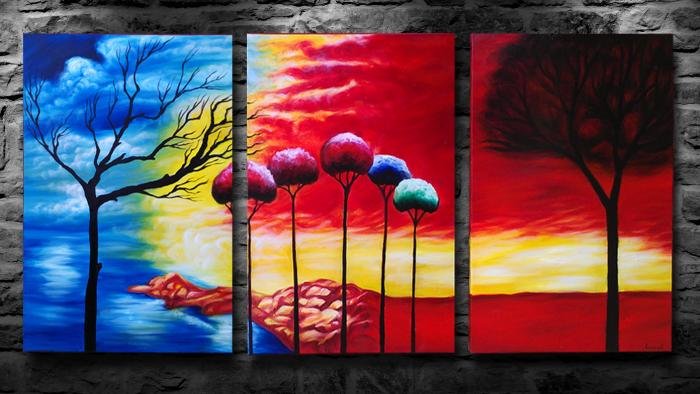 Cloudy Sky (triptych), Painting Aleksandar Krstic