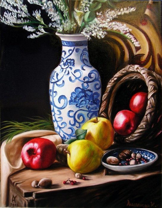APPLE &amp; VASE, Painting Aleksandar Krstic