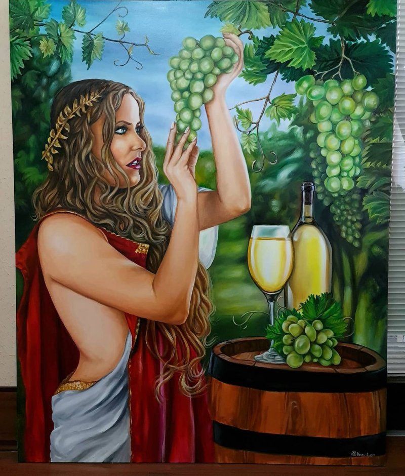 Girl and wine, Painting Aleksandar Krstic
