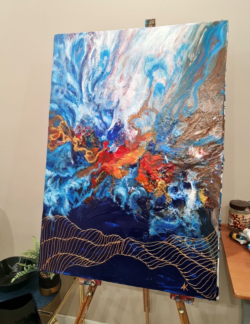 Rapsodija u plavom 100x70cm, Slika Aleksandar Krstić