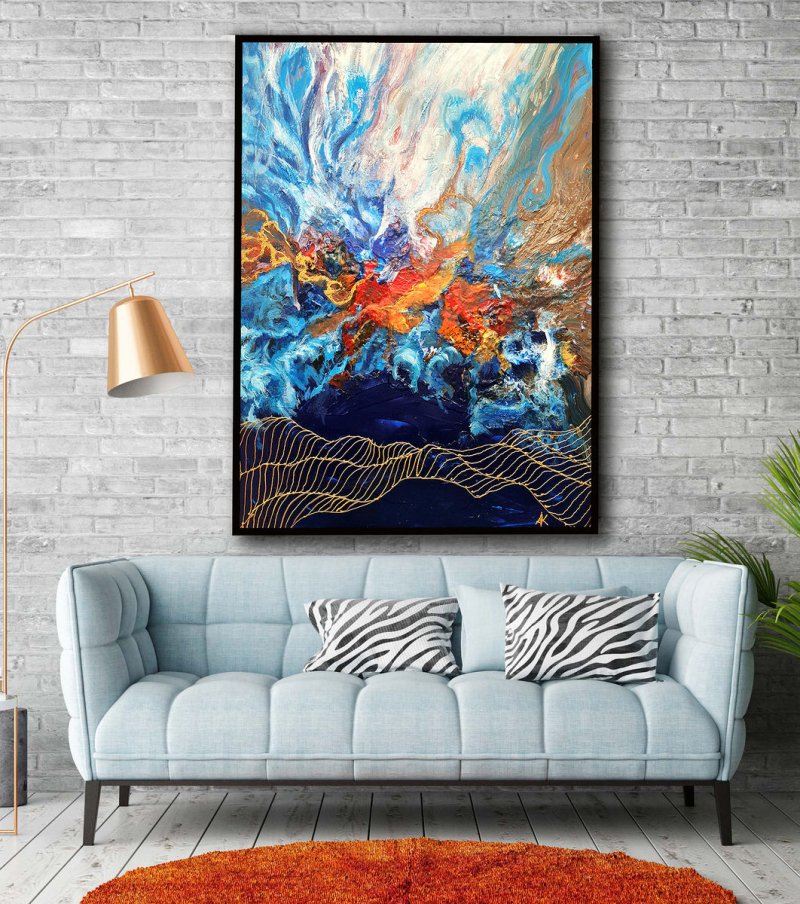 Rapsodija u plavom 100x70cm, Slika Aleksandar Krstić