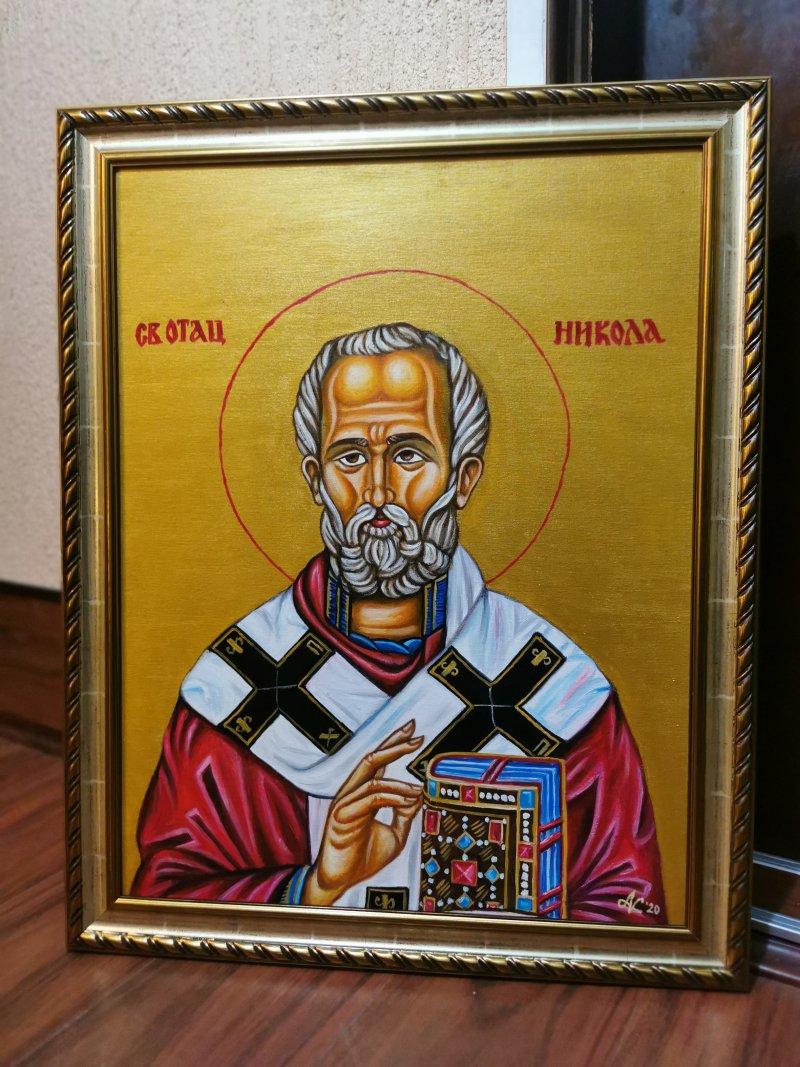 Icon Sv Nikola, Painting Aleksandar Krstic